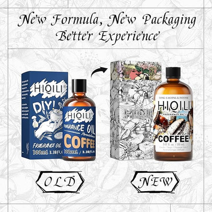 HIQILI Coffee Fragrance Oil for Scent Diffuser & Humidifier, Perfect for Candle, Soap, Perfume Making, New Car & Home - 5.07 Fl Oz