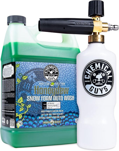Chemical Guys TORQ Professional Max Foam 8 Cannon and Honeydew Snow Foam Soap Kit - High Foaming Car Wash Cannon with 1 Gallon Concentrated Soap - Safe for Cars, Trucks, SUVs, RVs and More, 128 fl oz