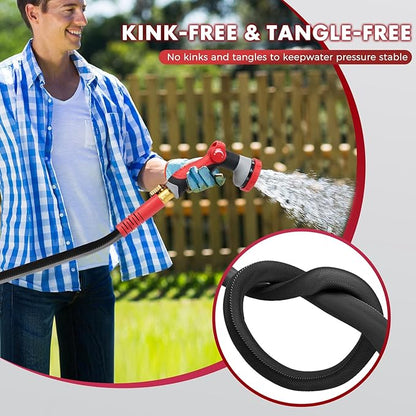 Upgraded 100FT Non-Expanding Garden Hose, Lightweight, Flexible Ultra-Light Water Hose, Burst-Resistant, Lead-Free, Anti-Kink, High-Pressure