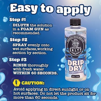 Salty Captain Drip Dry Hydrophobic Coating 16.9oz – Post Wash Hydro Coat Safe for Cars, Boats & RVs – Glossy, UV-Protected Finish – Foam Gun Compatible & Easy to Apply – Premium Lab Tested Quality