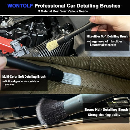 Wontolf Complete Car Wash Cleaning Kit with Car Wash Brush, Car Wash Soap, Interior Cleaner, Wheel Cleaner, Window Squeegee, Car Interior Detailing Kit for Cars Trucks RVs SUVs, 17pcs