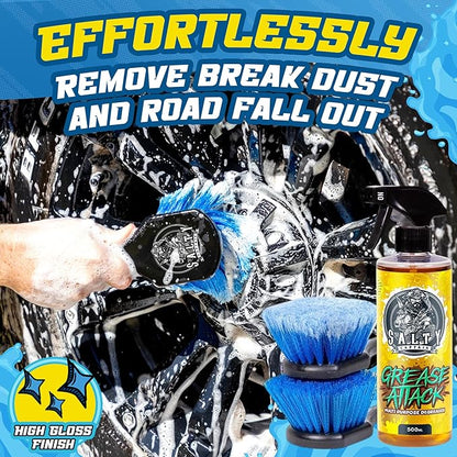 Salty Captain Ultimate 15-Piece Car Cleaning Kit – Car Wash Kit with 15L Bucket, Hand Mitt Towels, Brushes & 4x Cleaning Fluids – 2-in-1 Foam & Flush Gun compatible with Garden Hose – Premium Quality