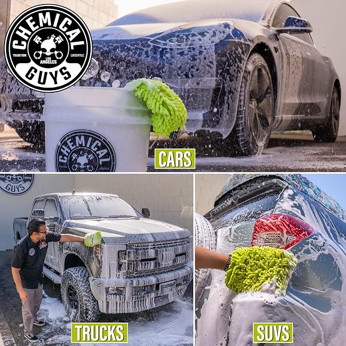 Chemical Guys MIC49302 Chenille Premium Scratch-Free Microfiber Wash Mitt, Lime Green, 9.6" x 2.3" x 7" (Pack of 24)