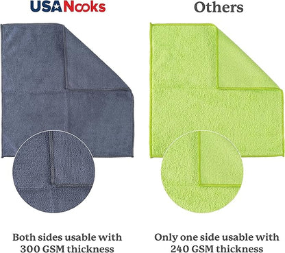 USANOOKS Microfiber Cleaning Cloth Grey - 24 Pcs (12.5"x12.5") - High Performance - 1200 Washes, Ultra Absorbent Microfiber Towel Weave Grime & Liquid for Streak-Free Mirror Shine - Car Washing Cloth