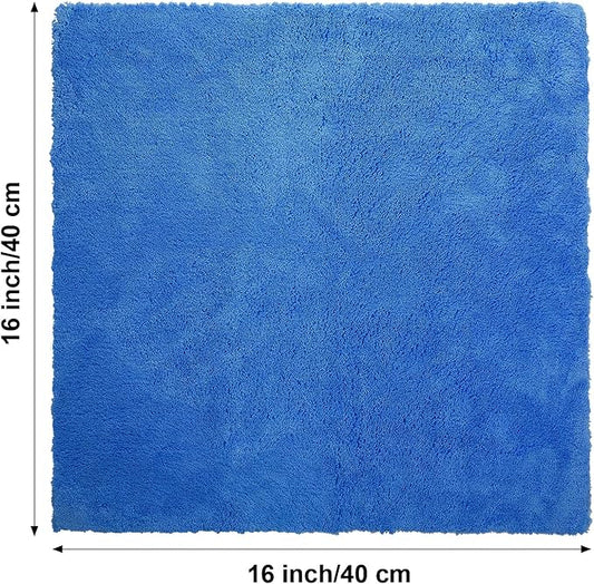 Shimeyao 40 Pcs 16 x 16 Inch Edgeless Microfiber Plush Towels for Cars Detailing Drying Wash Polishing Absorbent Cleaning Cloths, 500 GSM(Blue)