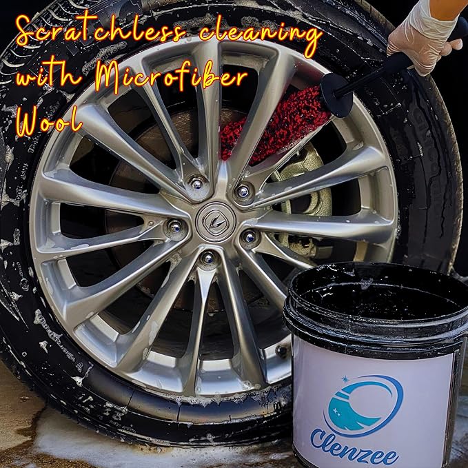 Premium Microfiber Wheel Brush | Soft Non-Metallic Rim Cleaner & Wheel Brush | 15 Inch Long Regular Size