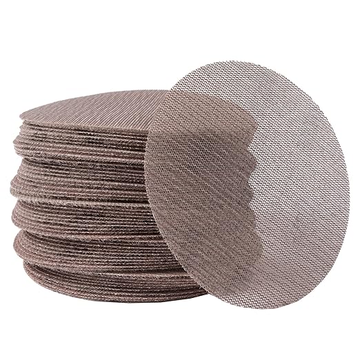 240GRIT 50pcs 5-Inch Mesh Abrasive Sanding Discs Hook & Loop Sandpaper, Dust Free Anti-Blocking Net Sandpaper Sheets for Auto Body, Wood, Drywall, Metal