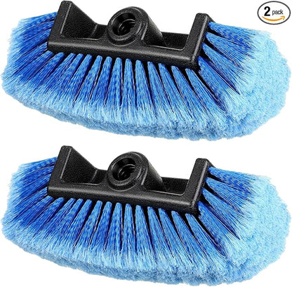Tanlade 2 Pcs Car Wash Brush Head with Soft Detailing Bristle Flow Through Car Cleaning Brush Exterior Wash Equipment for Auto Truck RV Boat Camper(10 Inch,Blue)