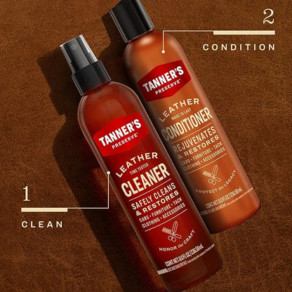 Tanner's Preserve Leather Conditioner, Rejuvinates & Restores Finished Leather, Use for Cars & Interiors, Couches & Furniture, Saddles & More, 8 Fl Oz