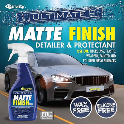 STAR BRITE Ultimate Matte Finish Speed Detailer & UV Protectant - Matte Finish Protectant for Wraps, Motorcycles, Cars, & Trucks - 22 OZ (098122)