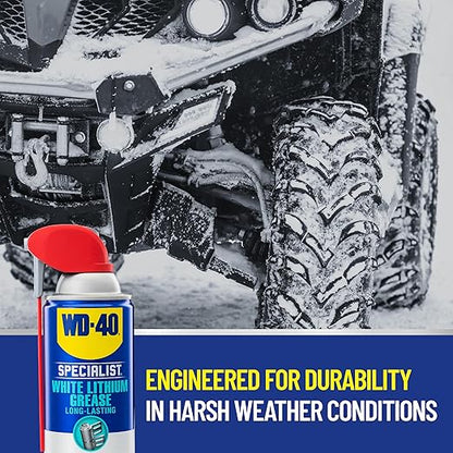 WD-40 Specialist White Lithium Grease Spray with SMART STRAW SPRAYS 2 WAYS, 10 OZ [6-Pack]