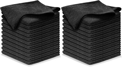 USANOOKS Microfiber Cleaning Cloth - 1200 Washes, Ultra Absorbent Towels Grip Root Weave Grime - 24pack - Black