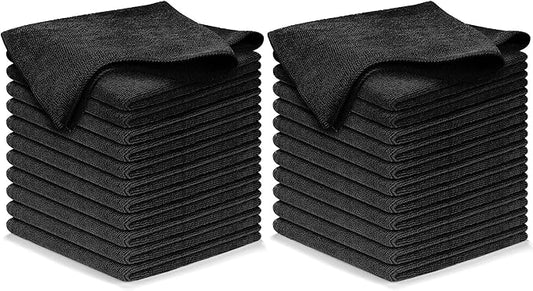 USANOOKS Microfiber Cleaning Cloth - 1200 Washes, Ultra Absorbent Towels Grip Root Weave Grime - 24pack - Black