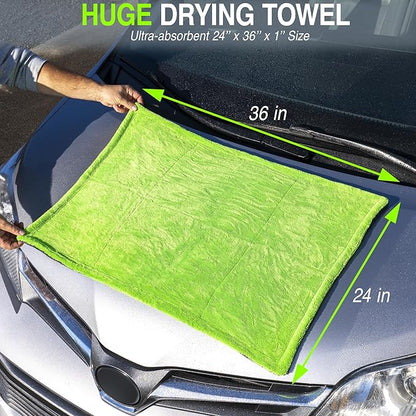 Car Care Extreme Oversized Microfiber Car Wash Drying Towel, Paint Safe, Scratch Free, and Lint Free Car Towel, 36"x24"