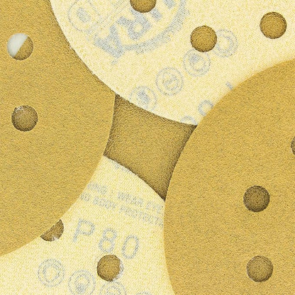 Dura-Gold Premium 80 Grit 5" Sandpaper Discs, 8 Hole Pattern Dustless, 50 Discs - Hook & Loop Backing for Orbital DA Sander, Detailing Finishing Color Sanding Automotive Paint Woodworking