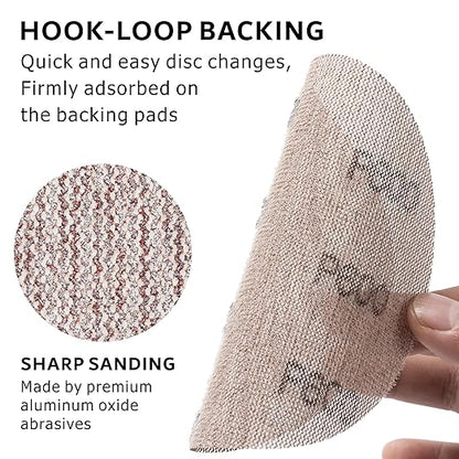 600GRIT 50pcs 5-Inch Mesh Abrasive Sanding Discs Hook & Loop Sandpaper, Dust Free Anti-Blocking Net Sandpaper Sheets for Auto Body, Wood, Drywall, Metal