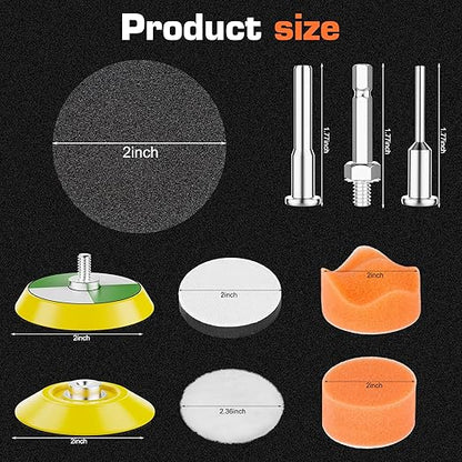 189pcs 2 Inch Sanding Discs Drill Polishing Kit, Sander Attachment for Drill, Sanding Discs Hook and Loop 60 to 7000 Wet Dry Sandpaper with 1/8" 1/4” Shank for Drill Grinder Rotary Tools