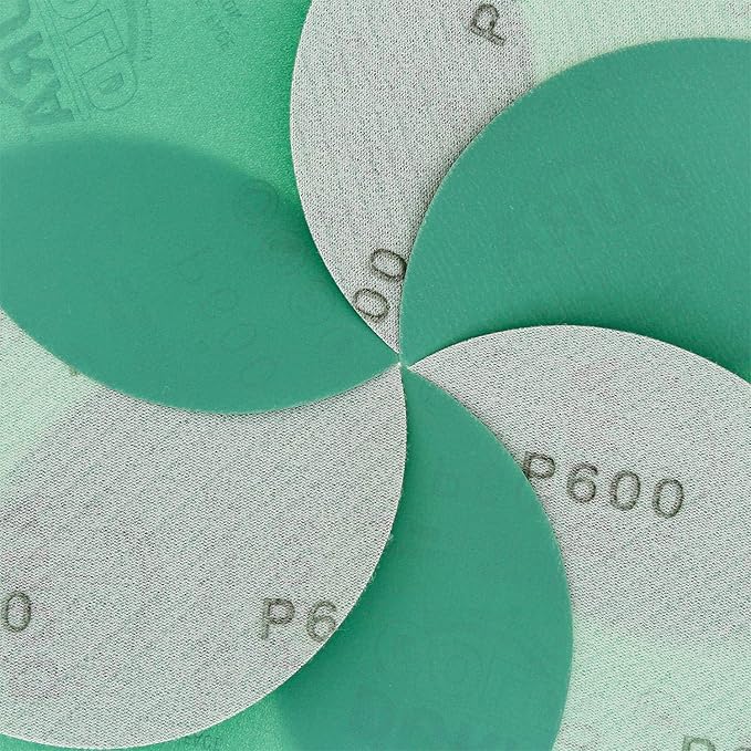 Dura-Gold Premium 5" Green Film Sanding Discs - 600 Grit (Box of 50) - Hook & Loop Backing Sandpaper Discs for DA Sanders, Finishing Fine Cut Abrasive - Sand Automotive Car Paint, Woodworking Wood