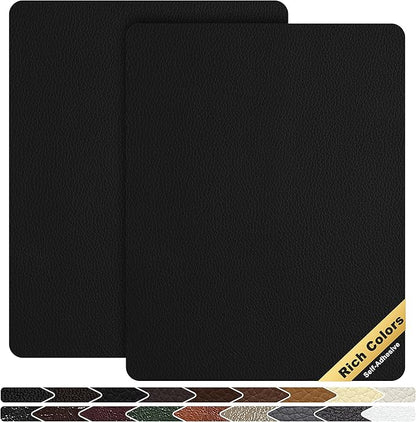 KING MOUNTAIN Leather Repair Patch,2 Packs 9 x 11 Inches self Adhesive Leather Repair Tape for Damaged Leather Furniture, Sofa Seating,Car Seats, Leather Goods(Black)