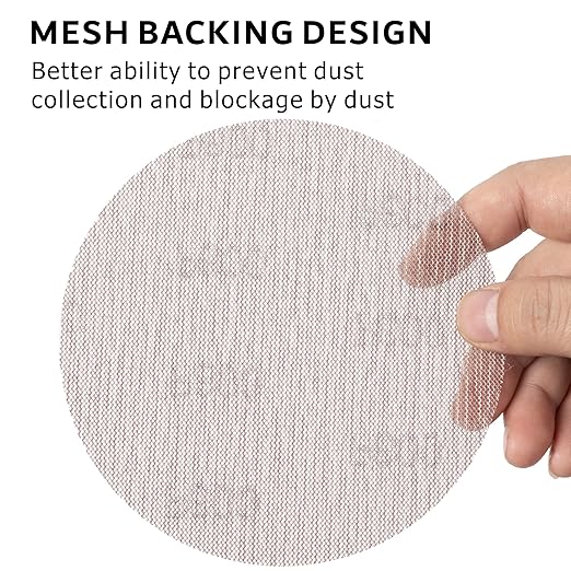 600GRIT 50pcs 5-Inch Mesh Abrasive Sanding Discs Hook & Loop Sandpaper, Dust Free Anti-Blocking Net Sandpaper Sheets for Auto Body, Wood, Drywall, Metal
