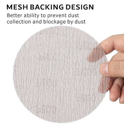 600GRIT 50pcs 5-Inch Mesh Abrasive Sanding Discs Hook & Loop Sandpaper, Dust Free Anti-Blocking Net Sandpaper Sheets for Auto Body, Wood, Drywall, Metal