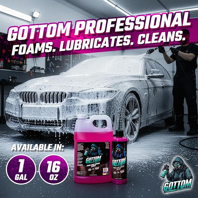 Gottom Car Wash Soap, Pink, (16 oz), Nitro Cherry Scent - High Suds Car Shampoo for Foam Cannon & Bucket Wash, pH Neutral Foam Soap, Safe for Paint & Sealants