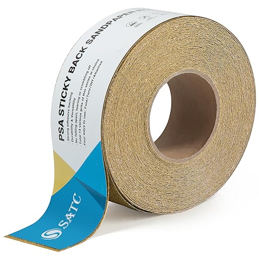 S SATC 40 Grit PSA Longboard Sandpaper 20 Yard Long Continuous Roll, 2-3/4" Wide Self Adhesive Stickyback Sanding Sheets for Automotive, Hand Sanding Blocks,Woodworking, Metal, Plastic