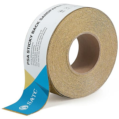 S SATC 40 Grit PSA Longboard Sandpaper 20 Yard Long Continuous Roll, 2-3/4" Wide Self Adhesive Stickyback Sanding Sheets for Automotive, Hand Sanding Blocks,Woodworking, Metal, Plastic