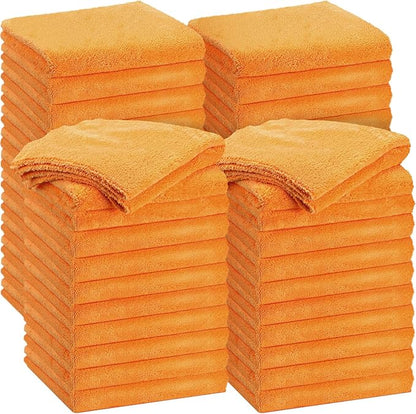 Shimeyao 30 Pcs 16 x 16 Inch Edgeless Microfiber Plush Towels for Cars Detailing Drying Wash Polishing Absorbent Cleaning Cloths, 500 GSM(16 x 16 Inch, Orange, 30 Pcs)
