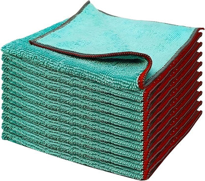 Greenfound Microfiber Cleaning Cloth 5 Pack, 15" x 15" Microfiber Towels for Cars, Lint Free Cloth for House, Kitchen and Window, Green