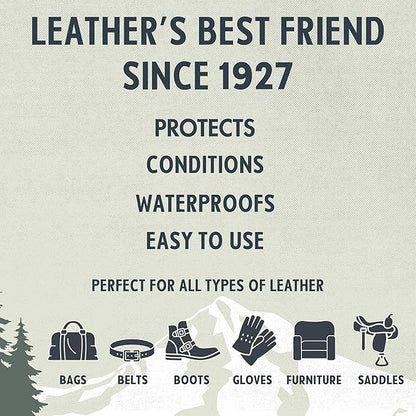 Snowshoe Leather Conditioner, Made in USA Since 1927 - Protect, Condition, Restore & Waterproof - Leather Conditioner for Furniture, Couch, Purses, Shoes, Boots, Gloves, Saddles (4 oz)