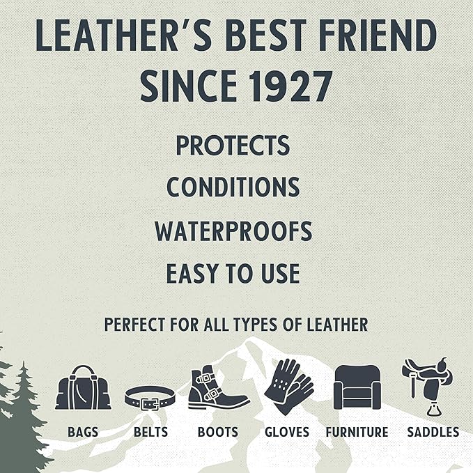 Snowshoe Leather Conditioner, Made in USA Since 1927 - Protect, Condition, Restore & Waterproof - Leather Conditioner for Furniture, Couch, Purses, Shoes, Boots, Gloves, Saddles (Quart)