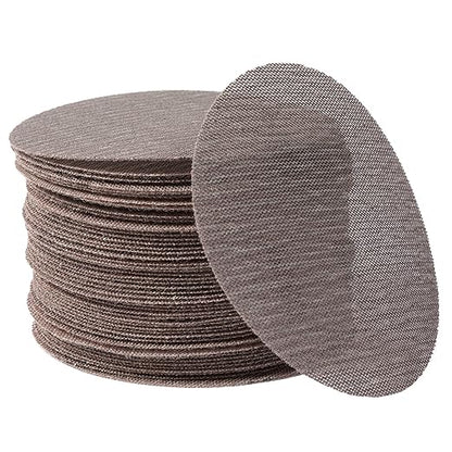 180GRIT 50pcs 5-Inch Mesh Abrasive Sanding Discs Hook & Loop Sandpaper, Dust Free Anti-Blocking Net Sandpaper Sheets for Auto Body, Wood, Drywall, Metal