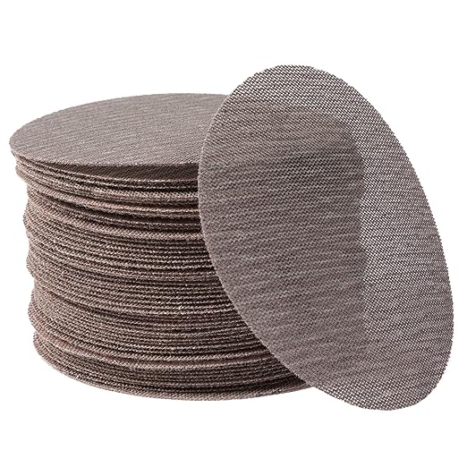 180GRIT 50pcs 5-Inch Mesh Abrasive Sanding Discs Hook & Loop Sandpaper, Dust Free Anti-Blocking Net Sandpaper Sheets for Auto Body, Wood, Drywall, Metal