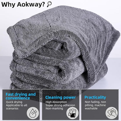 aokway Microfiber Car Drying Towel,Thickened and Absorbent Microfiber Towels, No Streaks, Scratch-Free, No Water Spots 24” x 36”（1 Pack）