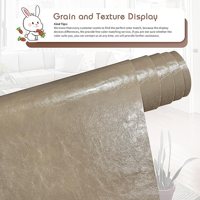 KING MOUNTAIN Leather Repair Patch,12 x 60 Inches self Adhesive Leather Repair Tape for Damaged Leather Furniture, Sofa Seating,Car Seats, Leather Goods（Khaki）