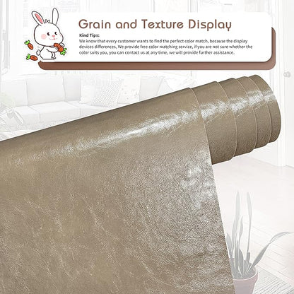 KING MOUNTAIN Leather Repair Patch,12 x 60 Inches self Adhesive Leather Repair Tape for Damaged Leather Furniture, Sofa Seating,Car Seats, Leather Goods（Khaki）