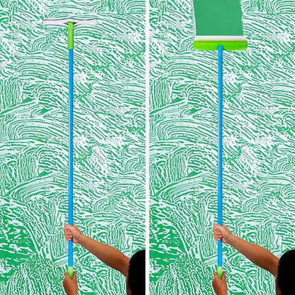 Forgrace Flexible Silicone Squeegee T-Bar Water Blade Microfiber Scrubber with Long Handle for Car or Home Glass Professional Car Windshield Squeegee, Window Cleaning Tool