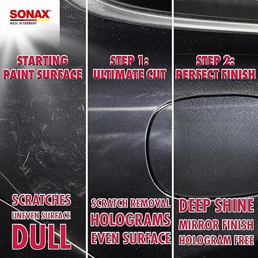 SONAX Ultimate Cut | Strong Abrasive Compound | Removes p1000 or Finer | Water Based Polish/Compound | Step 1 Compound | Removes Deep Scratches | Removes Sand Scratches | 1L | 239300