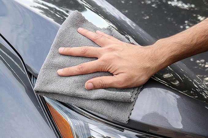 Arkwright SmartEdge Microfiber Cleaning Cloths - (Pack of 12) Thick Edge Less Dish Drying Towel for Car, Polishing, Washing, and Auto Detailing, 16 x 16 in, Grey