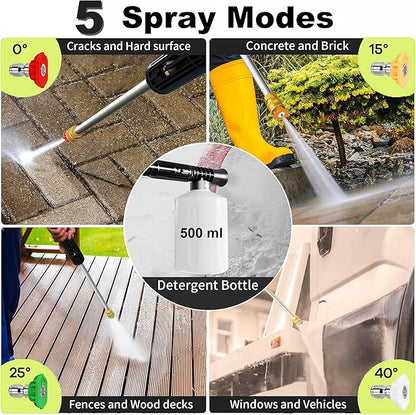 2025New Pressure Washer 4800PSI, 34" Tall, 4 Quick Connect Nozzles,Inlet Hose&Filter&500mlFoam Cannon for Cars/Fences/Driveways/Home Cleaning,Red
