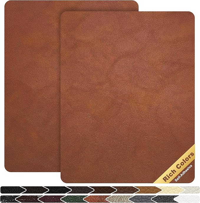 KING MOUNTAIN Leather Repair Patch,2 Packs 9 x 11 Inches self Adhesive Leather Repair Tape for Damaged Leather Furniture, Sofa Seating,Car Seats, Leather Goods（Classic Brown）