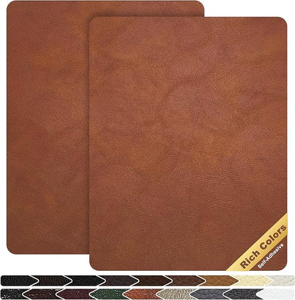 KING MOUNTAIN Leather Repair Patch,2 Packs 9 x 11 Inches self Adhesive Leather Repair Tape for Damaged Leather Furniture, Sofa Seating,Car Seats, Leather Goods（Classic Brown）