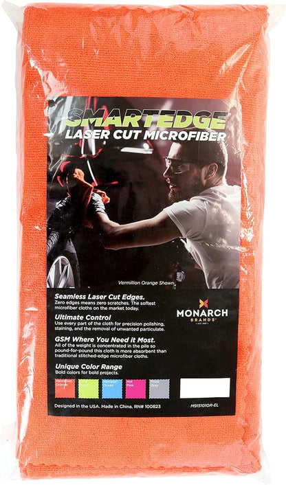 Arkwright SmartEdge Microfiber Cleaning Cloths - (Pack of 12) Thick Edge Less Dish Drying Towel for Car, Polishing, Washing, and Auto Detailing, 16 x 16 in, Orange