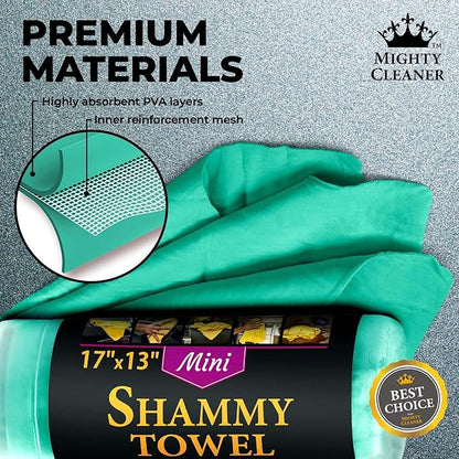 Premium 2pk Mini +1 Free Shammy Cloth for Car Drying - 17”x13” - Super Absorbent Chamois Towel for Car - Scratch-Free, Reusable & Soft Cleaning Towel