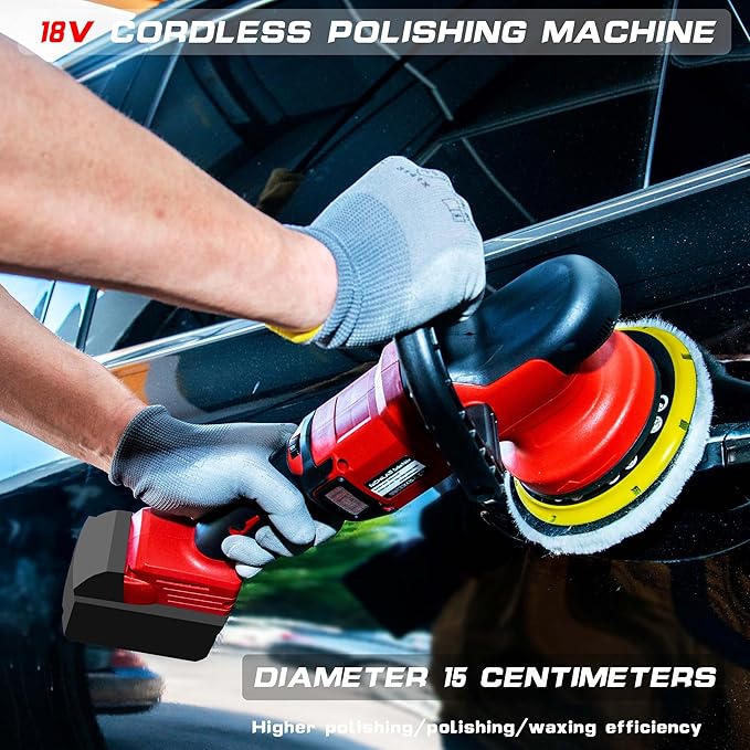 Nichilas Cordless Car Polisher, Orbital Portable Polishing Waxer Machine with Brushless Motor 6 speeds 750-6800RPM, Compatible with Milwaukee M18 Batteries (NO BATTERY)