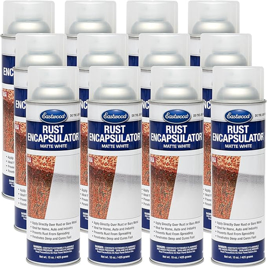 Eastwood White Rust Encapsulator 15 oz Aerosol Prevents Rust Corrosion Epoxy Fortified Low VOC Formula | 12 Pack