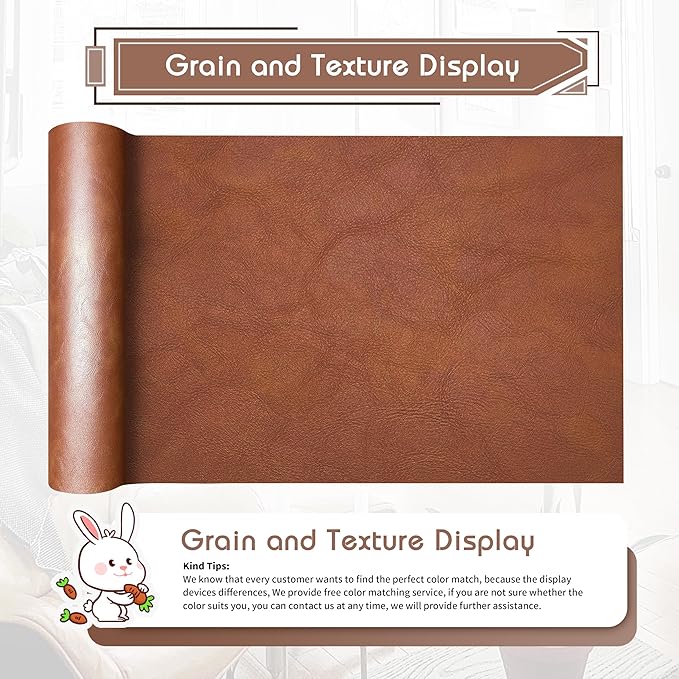 KING MOUNTAIN Leather Repair Patch,12 x 60 Inches self Adhesive Leather Repair Tape for Damaged Leather Furniture, Sofa Seating,Car Seats, Leather Goods（Classic Brown）