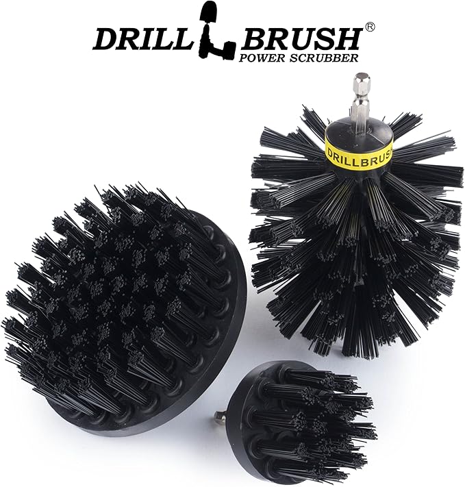 BBQ Scrubbing Brush Set - Electric Spin Scrubber Grill Accessories - Grill Brush Cleaning Kit with Extension - Outdoor Cleaning Supplies - Industrial Scrubbing - Driveway Cleaner