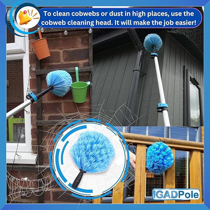 IGADPole 24 FT Washing Kit: Water-fed Brush with Soap Dispenser, Cobweb Dusters, with 6-Stage Telescoping Pole 5-24ft Pole/Window and Dusting Cleaning Kit